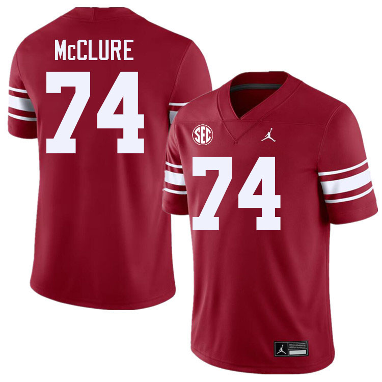 #74 Evan McClure Oklahoma Sooners 2024 SEC Conference College Football Jerseys-Throwback